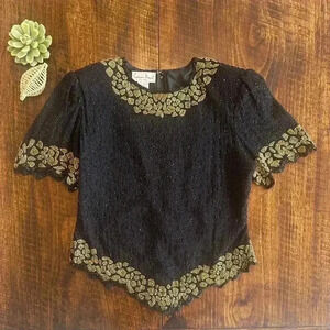 Laurence Kazar | Beautiful Vintage Heavily Beaded Blouse